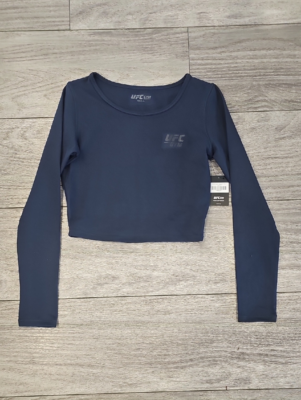UFC Navy Blue Long-Sleeve Crop Top